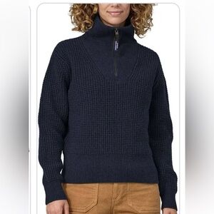 Patagonia Women's Blue Recycled Wool-Blend 1/4-Zip Sweater L